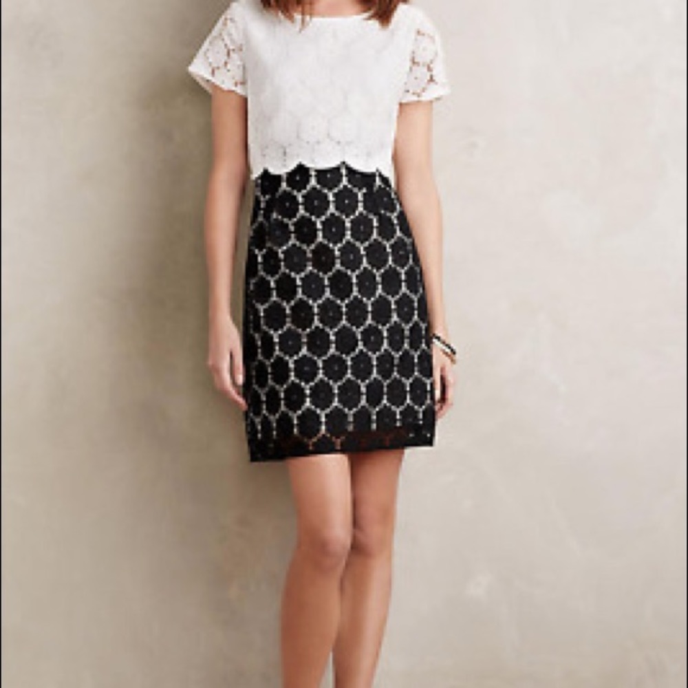 Anthropologie black/white lace dress